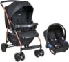 Carrinho de Bebê com Bebê Conforto Rio K, Preto e Cobre